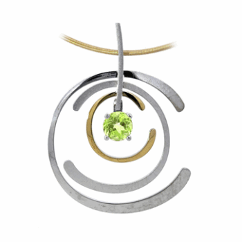 Colgante de plata, oro y peridoto