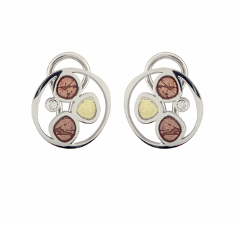 Pendientes de plata, oro, esmalte y brillante